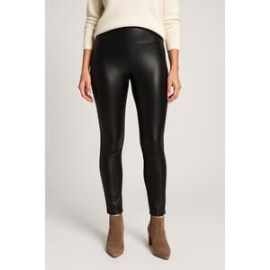 Spanx Women Size SP Black Faux Leather Leggings 25 Waist